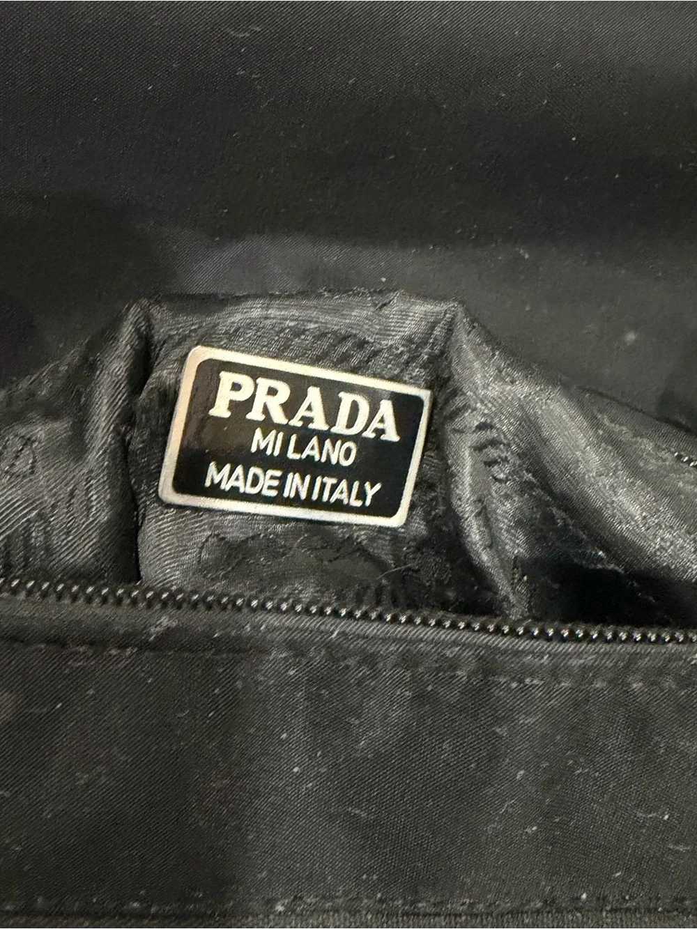 Prada Black Nylon Messenger Bag with Red Logo Accents